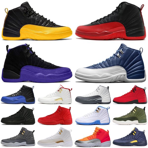 

hipping jumpman 12 12s dark grey men basketball shoes taxi game royal flu game bulls black mens trainers sports sneakers size 7-13