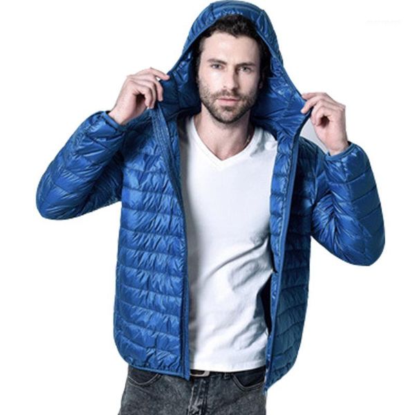 

casual down jacket hoodies solid white duck down jacket for men windbreaker coat male outwear loose ultra light parka1, Black