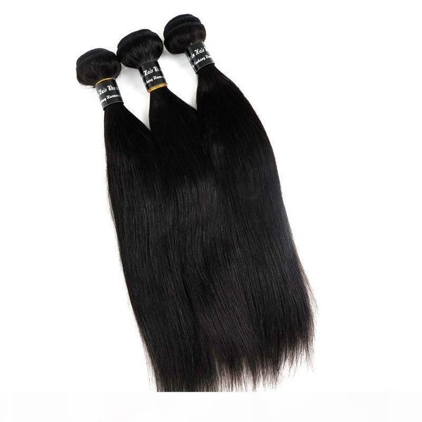 

virgin brazilian human hair weave straight hair bundles wefts 8~34inch unporcessed peruvian malaysian indian dyeable hair extensions, Black