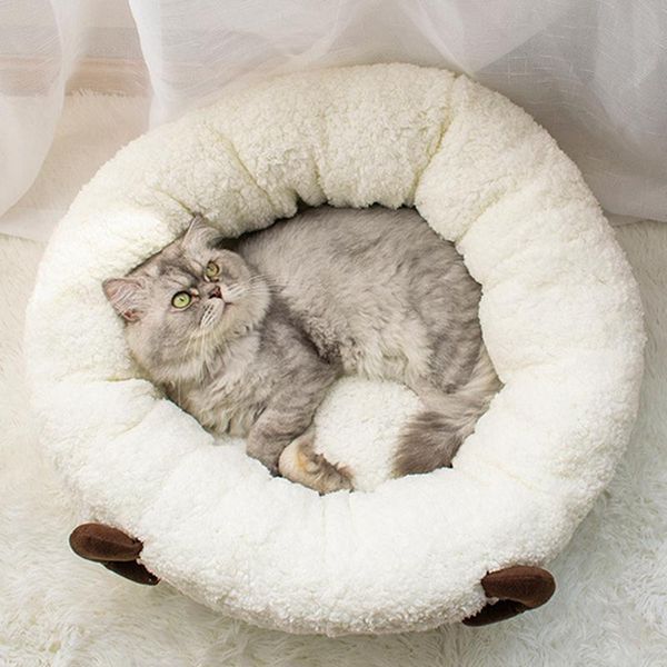 

plush cat bed house cat mat winter warm sleeping cats nest soft plush dog pet cushion for cats accessories