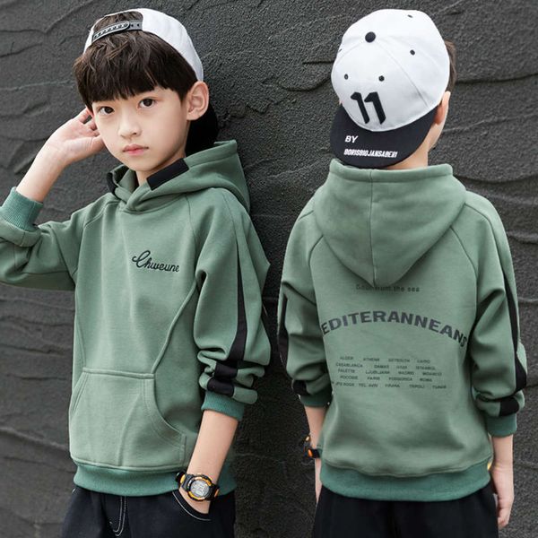 

winter boys' autumn children's plush clothing thickened 2020 new cuhk hooded and bottomed sweater sports et korean version 9amm, Black