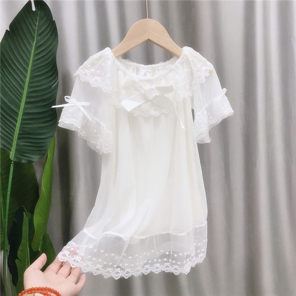 

peadd кружева в западном стиле 2020 летний корейский girlslace стиль сорочка дома фея пижамы baby пижамы принцесса одежда домашней одежды ni, Black;gray