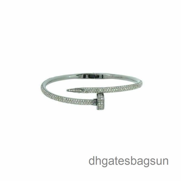 

pave diamond nail bangle bracelet,925 sterling silver,fine jewelry ss, Black