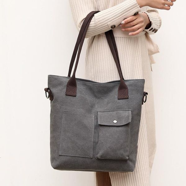 

kvky simple ladies handbag fashion brand korean canvas tote bag casual wild 2020 women handbags pure color zipper canvas bag