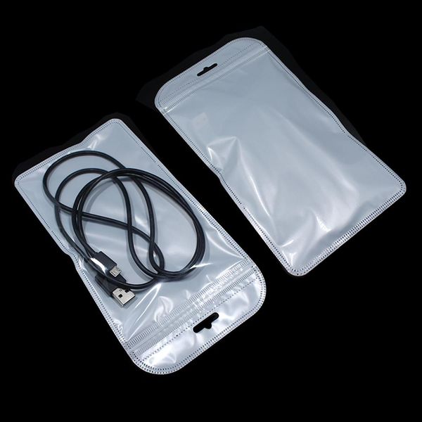 

1222cm 100pcs lot clear white reclosable plastic zip lock electronics package bag grocery crafts zipper bag with hang hole h bbyaii