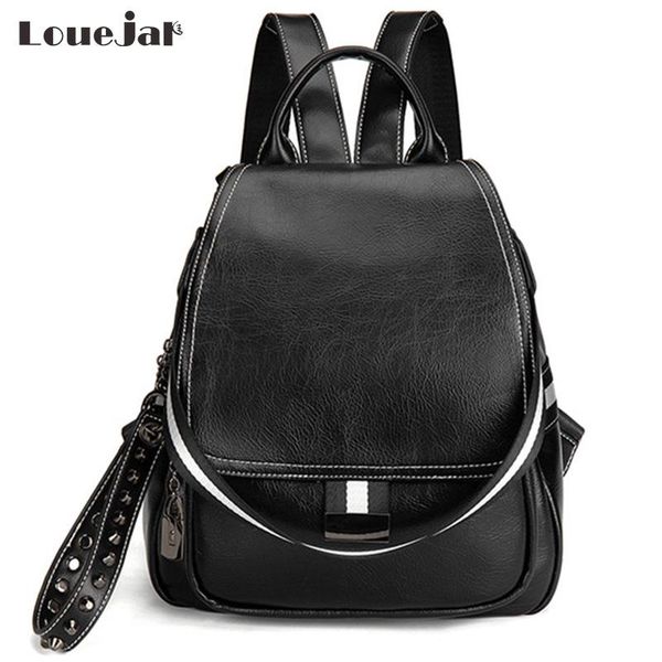

rivet backpack women oil wax leather waterproof bags light travel shoulder bag multifunctional anti-theft bag 2020