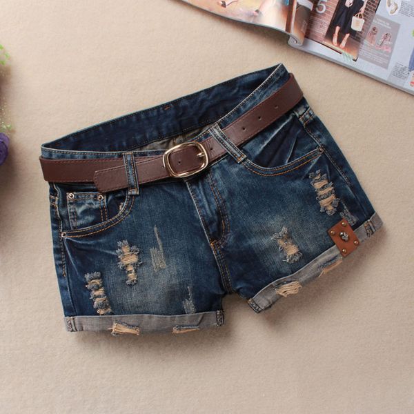 

autumn for women mini women's rivet holes jeans low waist shorts without belt ripped denim short j2305, White;black