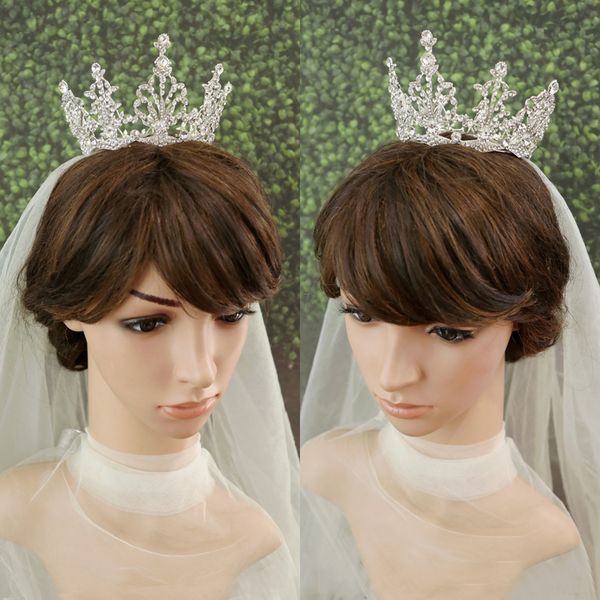 

ldiamond crown silver hollow round simple princess bridal headdress elegant wedding studio accessories m
