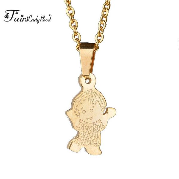 

pendant necklaces fairladyhood cute little boy necklace stainless steel silver color gold chain for children jewelry gift