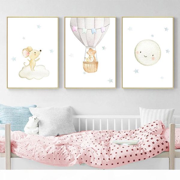 

nursery wall art print animals elephant prints poster nordic posters balloon canvas painting wall pictures for kids room decor