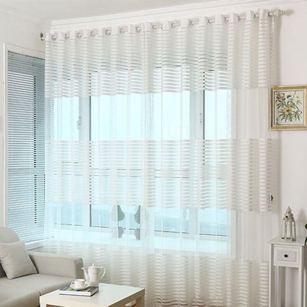 

striped window curtain for bedroom four colors assorted voile 100% poly sheer for living room