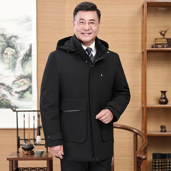 

keep warm male hooded jacket 2020 new coltsfoot black middle-aged business upset dad cotton-padded jacket winter1