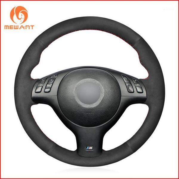 

mewant black suede car steering wheel covers for m sport 3 series e46 330i 330ci 5 series e39 540i 525i 530i m3 m5 2000-20061