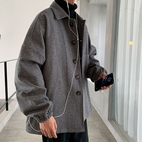 

2021 trench autumn men short korean style trend casual corruption beautiful jacket coat owvj, Tan;black