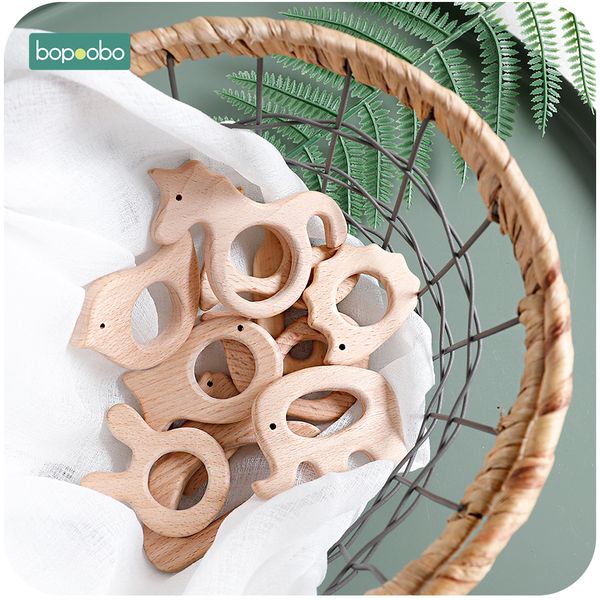 

bopoobo 10pc baby toys beech wooden rabbit baby nursing bracelet educational toys for kids baby gift wooden rattles 1020