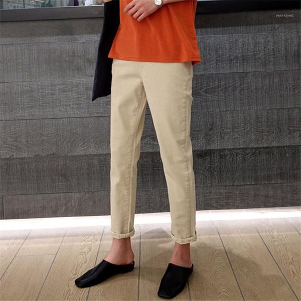 

mazefeng 2020 autumn winter women jeans casual loose korean style high waist pants ladies ankle-length vintage denim one size1, Blue