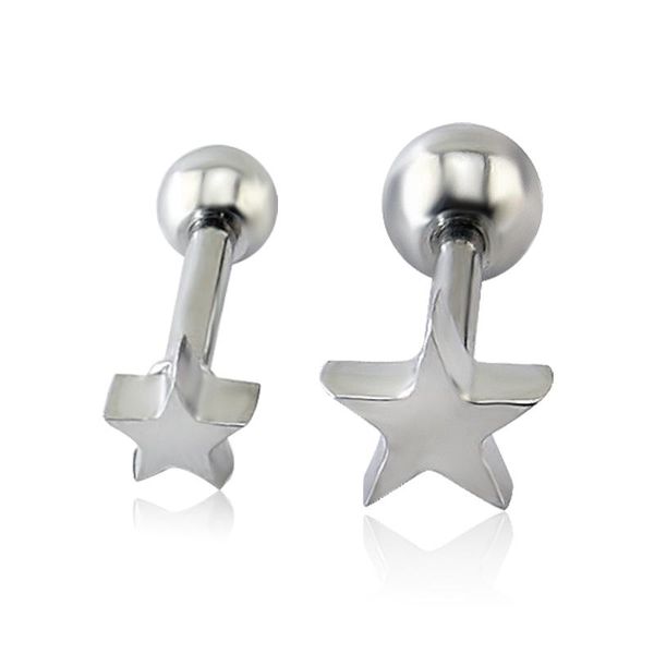 

stud 1 pair casual style small ear earrings for womens star shape design 316l steel body piercing jewelry, Golden;silver