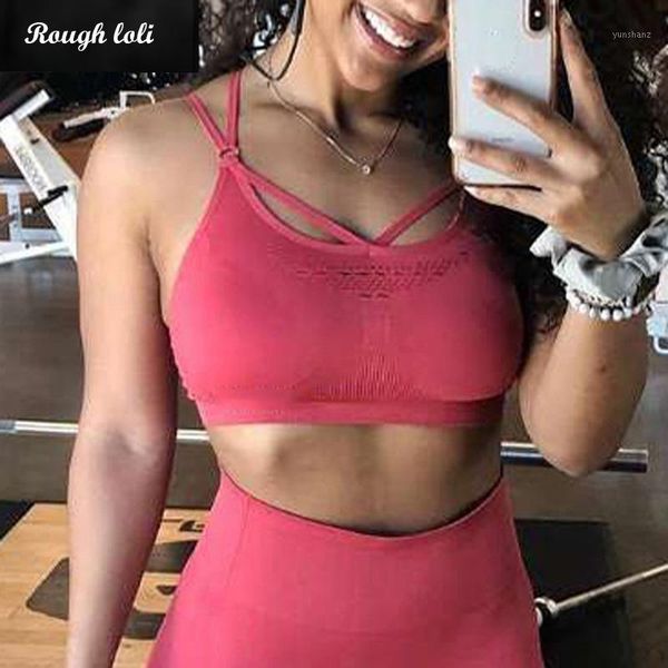 

gym clothing women's energy seamless sports bra high impact strappy yoga color workout bras fitness padded brassiere1, White;black