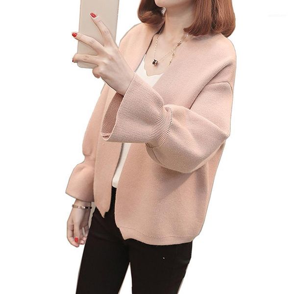 

women korean knit cardigan collar female coat knitted cardigan women tide spring and autumn long sleeve female sweater1, White