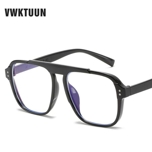 

VWKTUUN Vintage Sunglasses Women Men Glasses Square Anti Blue Light Eyeglasses Frames Men Rivet Glasses Frames, White;black