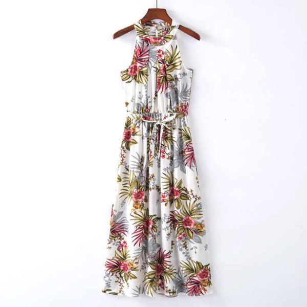 

new round neck hanging neck style off shoulder lace up dress long skirt, White