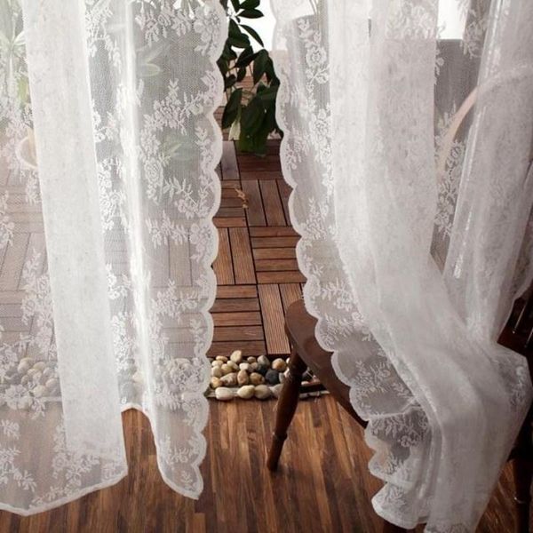 

curtain & drapes pastoral lace finished gauze voile curtains living room balcony bay window american country french