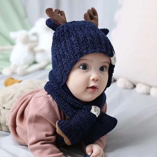 

new winter cartoon baby christmas ins fawn hat scarf set 1oog1oogpo34, Red;brown