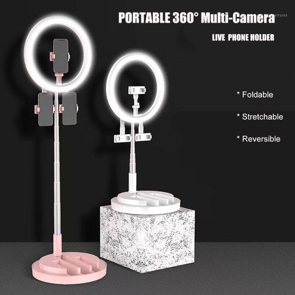 

flash heads portable folding dimmable led camera ring light with stand phone holder for cell live stream selfie ringlight lamp1