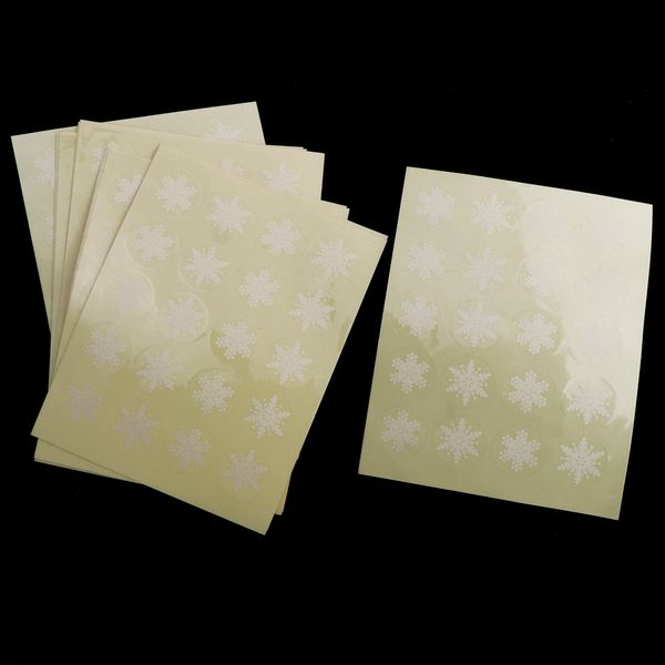 

25mm round printed white snowflake plastic decorative seal labels gift wrap stickers