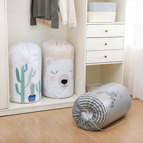 

1pc folding laundry basket cartoon storage barrel standing toys laundry organizer clothing storage bucket holder pouch household1