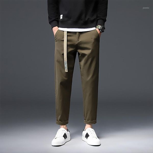 

men's casual pants spring and autumn loose straight tube versatile fashion youth business tie foot trousers1, Black