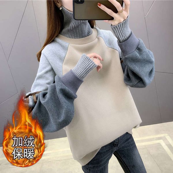 

2020 new plush sweater women's autumn winter loose korean thickened coat foreign fashion, Black