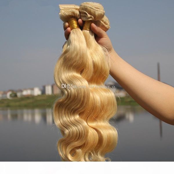 

2016 new arrival 100% 9a blonde 613# brazilian virgin hair body wave human hair weaves 3 bundles lot 300g 8-30inch 613 hair extensions, Black