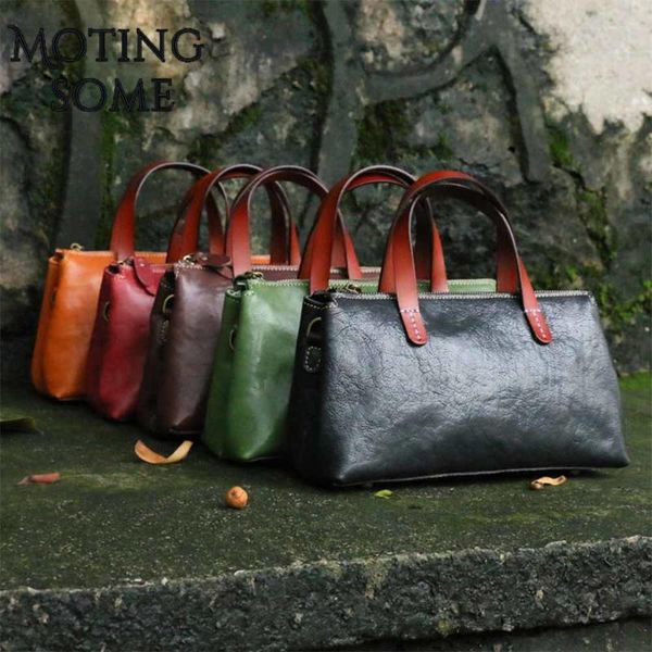 

vintage style original designer genuine leather bag luxury women hand bag vegetable tanning cowhide retro small tote 2021 winter