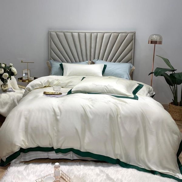 

bedding sets light luxury tencel four-piece summer double-sided viscose fiber bare sleeping plain color comforter set