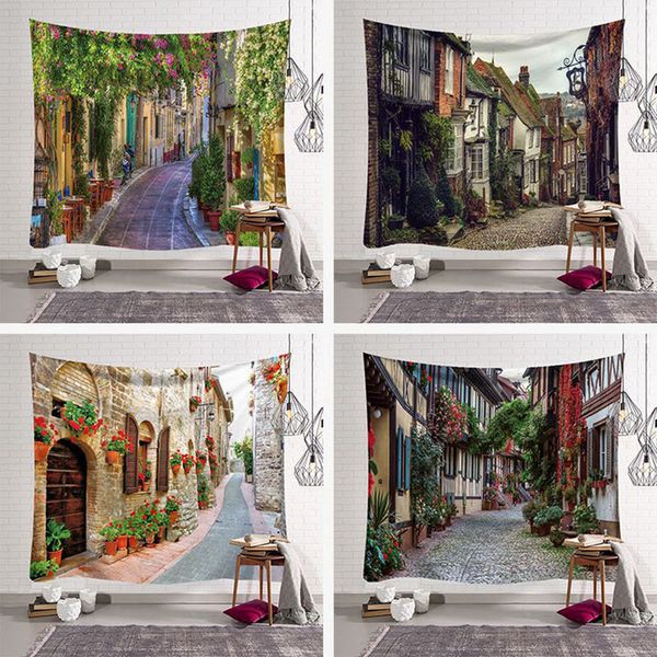 

small town hanging cloth live room rental room decoration wall cloth dormitory bedroom bedside tapestry dhl free