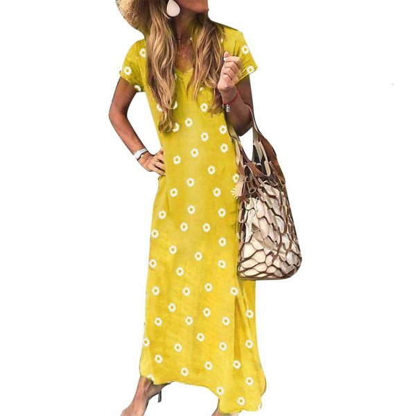 

summer women v neck short sleeve marguerite print large hem loose long female casual 2020, Black;gray