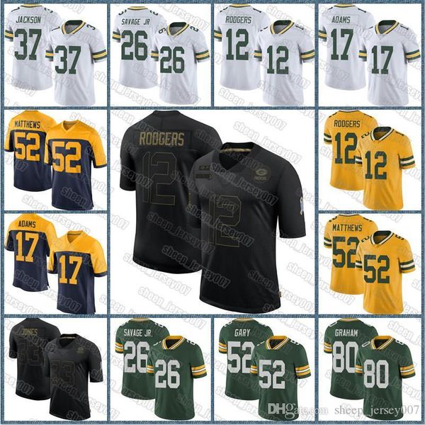 

12 aaron rodgers green bay packers custom 33 aaron jones 17 davante adams 13 allen lazard 11 devin funchess jace sternberger 01, Black;red