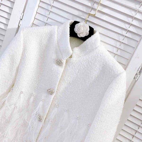 

women's jackets casual white twotwinstyle shreds feathers women's jackets long korean collar short female fashion autumn coat iclv, Black;brown
