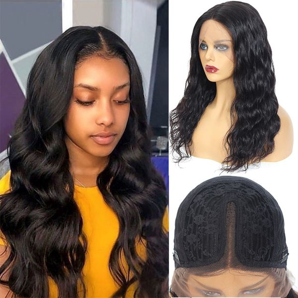 

body wave lace front wig brazilian wave lace extensible wigs for women perruque cheveux humain 10-28 long human closure wig, Black;brown