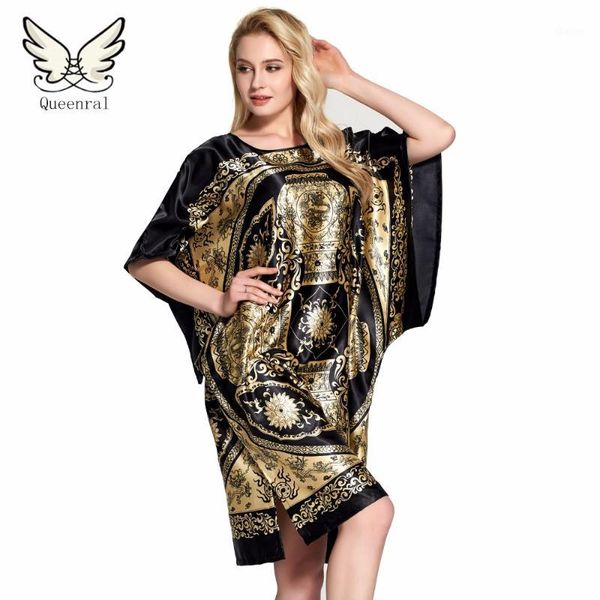 

women's sleepwear wholesale- robe summer floral women nightwear home clothing bathrobe night dress gown nightgown1, Black;red