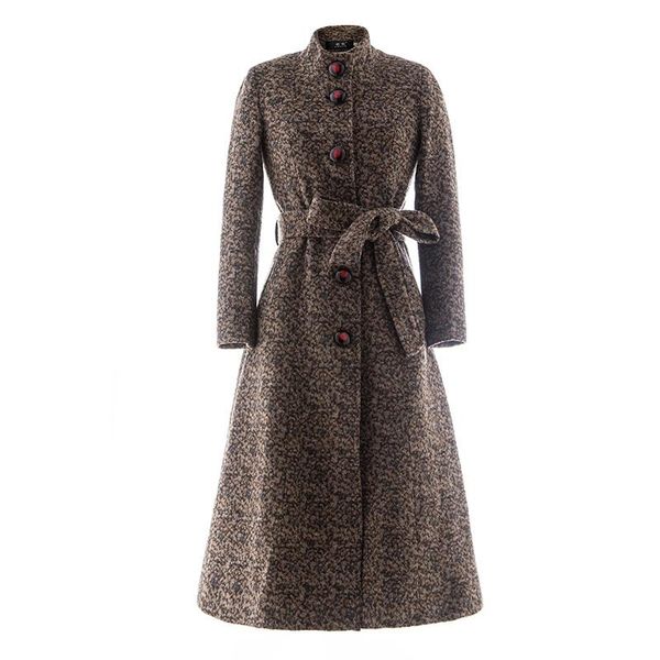 

fashion lapel collar long sleeve winter coat women korean button vintage long manteau femme extra slim fit overcoat belted, Black