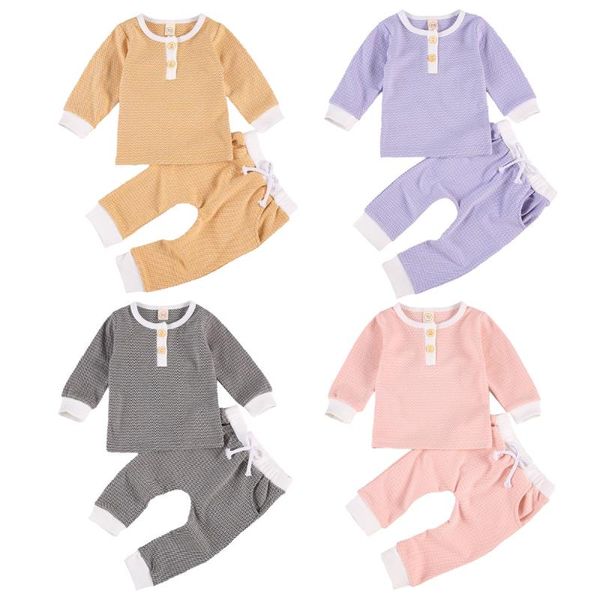 

2020 autumn newborn baby boys girls casual clothing set toddler long sleeve solid color pullover + drawstring pants 0-24m, White