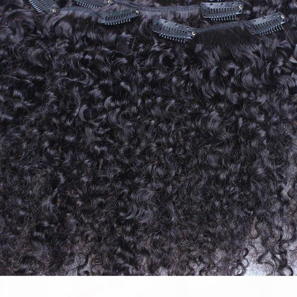 

afro kinky curly clip in human hair extensions brazilian 100% remy hair 120g set jet black color 1#, ing