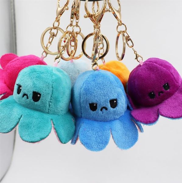 

реверсивный флип осьминог брелок брелок держатели плюшевые кукла игрушки сумка подвески двухсторонние эмоции игрушки для детей подарки украш, Red;brown
