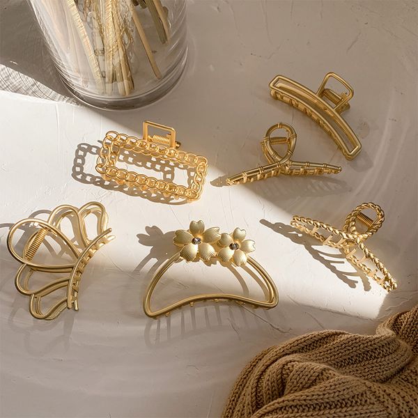 

metal twist chain back scoop large elegant hairpin shark clip headdress