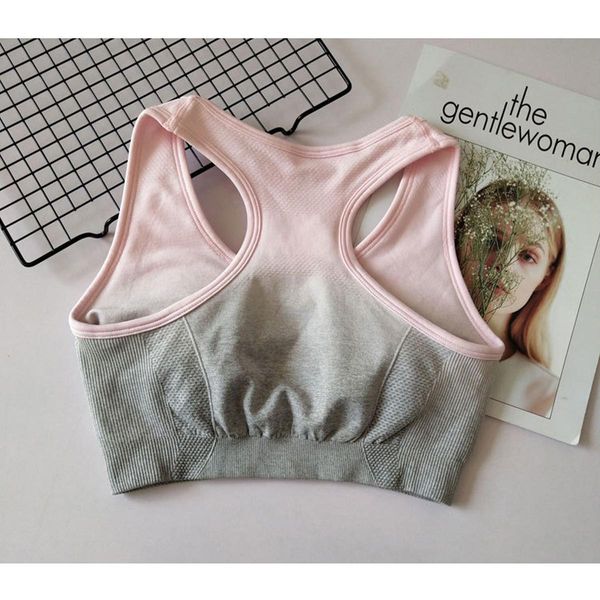 

йога спорт бюстгальтер женщины push up pad фитнес-центр sportwear gradient yoga top противоударный дышащий бесшовные запуск workout носить s