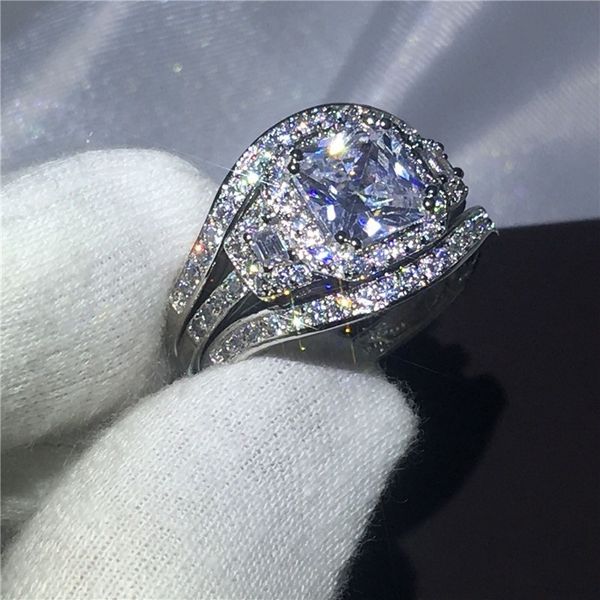 

high endluxury women's full diamond with zircon ring alloy silver plated ring the wedding party jewelry size 6 7 8 9 10, Slivery;golden