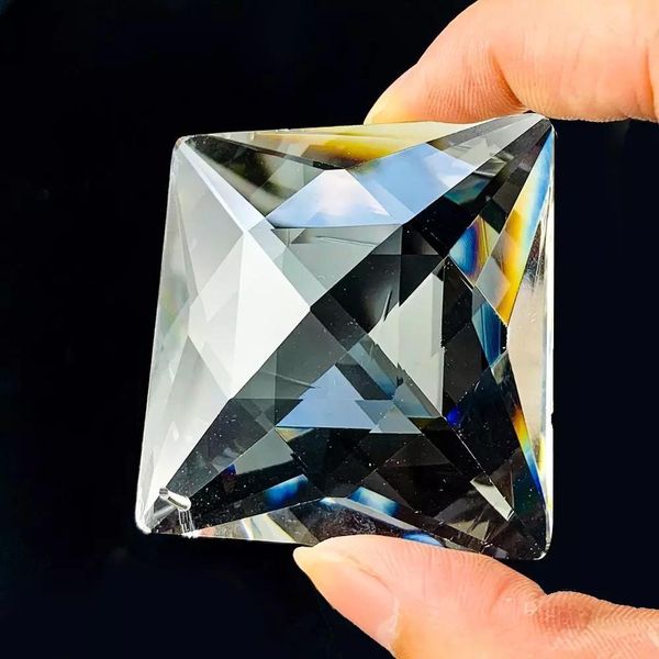 

2pcs 75mm diagonal square crystal prisms chandelier parts suncatcher rainbow maker hanging ornament pendants home wedding decor h jllyln