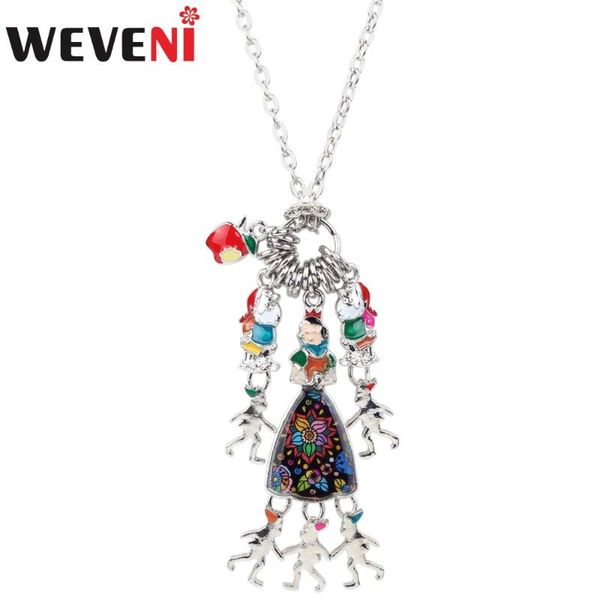 

weveni statement enamel alloy fairy tale princess necklace pendant anime jewelry gift for women girls teens party accessories, Silver